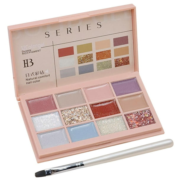 Kit de paleta de esmaltes de uñas en gel sólido, con efecto gelatina, para remojo y fototerapia LED. Diamantes de colores