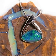 AUSTRALIAN OPAL DIRECT SKY DUST SURPRISE STERLING SILVER AUSTRALIAN BLACK OPAL NECKLACE