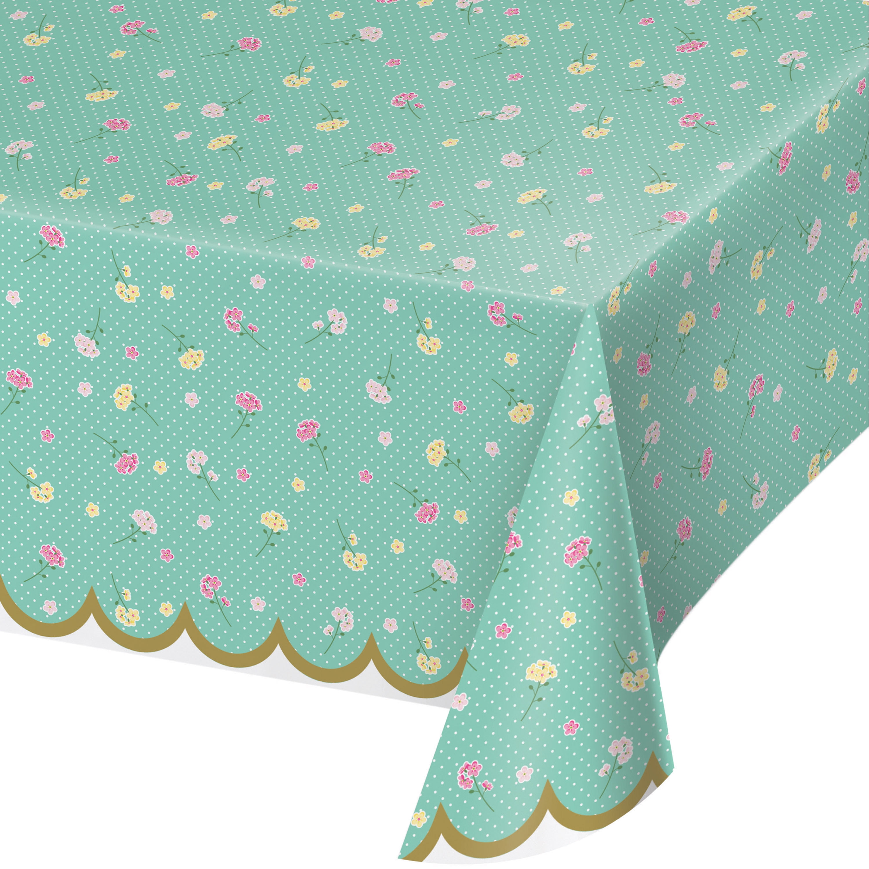 Floral Tea Party Plastic Tablecloths, 3 Count
