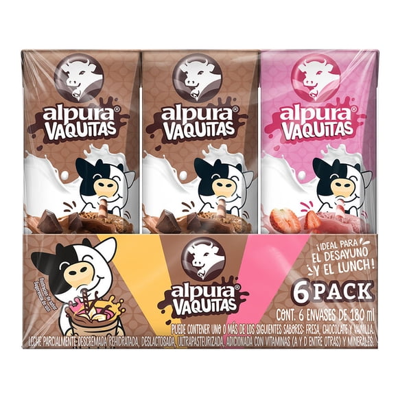 Leche Alpura saborizadas 6pack multisabor 180ml c/u