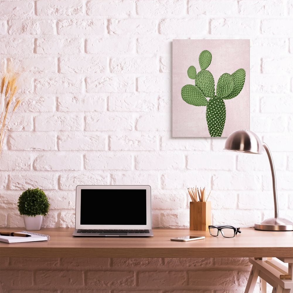Stupell Industries Prickly Cactus Dessert Plant Nature Succulent Pink Green Canvas Wall Art Design by Mia Jensen, 24" x 30"