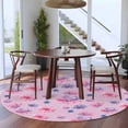 thumbnail image 4 of Spring Floral 6ft Round Rugs, Summer Botanical Purple Pink Flower Washable Non-Slip Area Rugs for Living Room Bedroom Kitchen, Soft Low Pile Dining Room Kicthen Circle Carpet, Indoor Floor Rug, 4 of 9