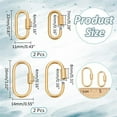 thumbnail image 2 of 4 Pcs 2 Styles Stainless Steel Lock Charms Golden Keychain Connector Oval Screw Carabiner Lock Clasps for DIY Necklaces Keychain Jewelry Making, 2 of 9