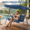 thumbnail image 3 of 3-Seat Patio Swing Chair, Outdoor Porch Hanging Chairs with Adjustable Canopy and Armrests, Breathable Textilene Fabric Seat & Backrest, Swing Bench for Garden, Poolside, Backyard , Black, 3 of 7