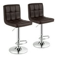 thumbnail image 1 of Costway Ensemble de 2 Tabourets de Bar en Cuir PU Tabouret de Bar Réglable Pivotant Chaises de Pub Brun, 1 of 10