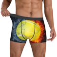 thumbnail image 2 of Salouo Tennis Ball In Fire And Water Print Men's Boxer Briefs,Breathable Underwear Elastic Waistband Briefs for Men -Large, 2 of 8