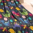 thumbnail image 3 of DarkBlue Dinosaurs InSpace Pattern Blanket,Comfortable Soft Flannel Throw Blanket,All Season,Warm Lightweight Blankets for Sofa Bed Couch Living Room Chair,30"x40", 3 of 4