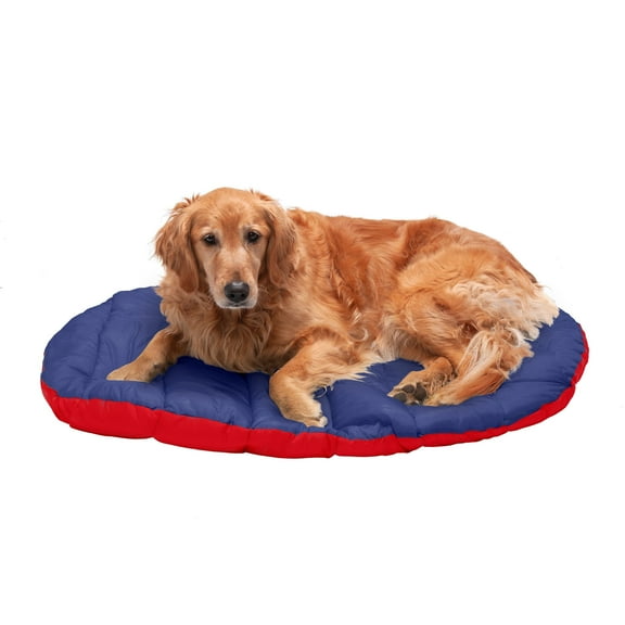 FurHaven | Trail Pup Packable Stuff Sack Travel Pillow Bed for Dogs & Cats, Flame Red & True Blue, Large
