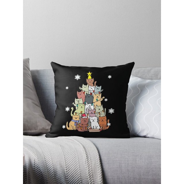 Nuevo árbol para gatos con un suéter navideño feo: divertidas fundas de almohada para regalar en Navidad a gatos.