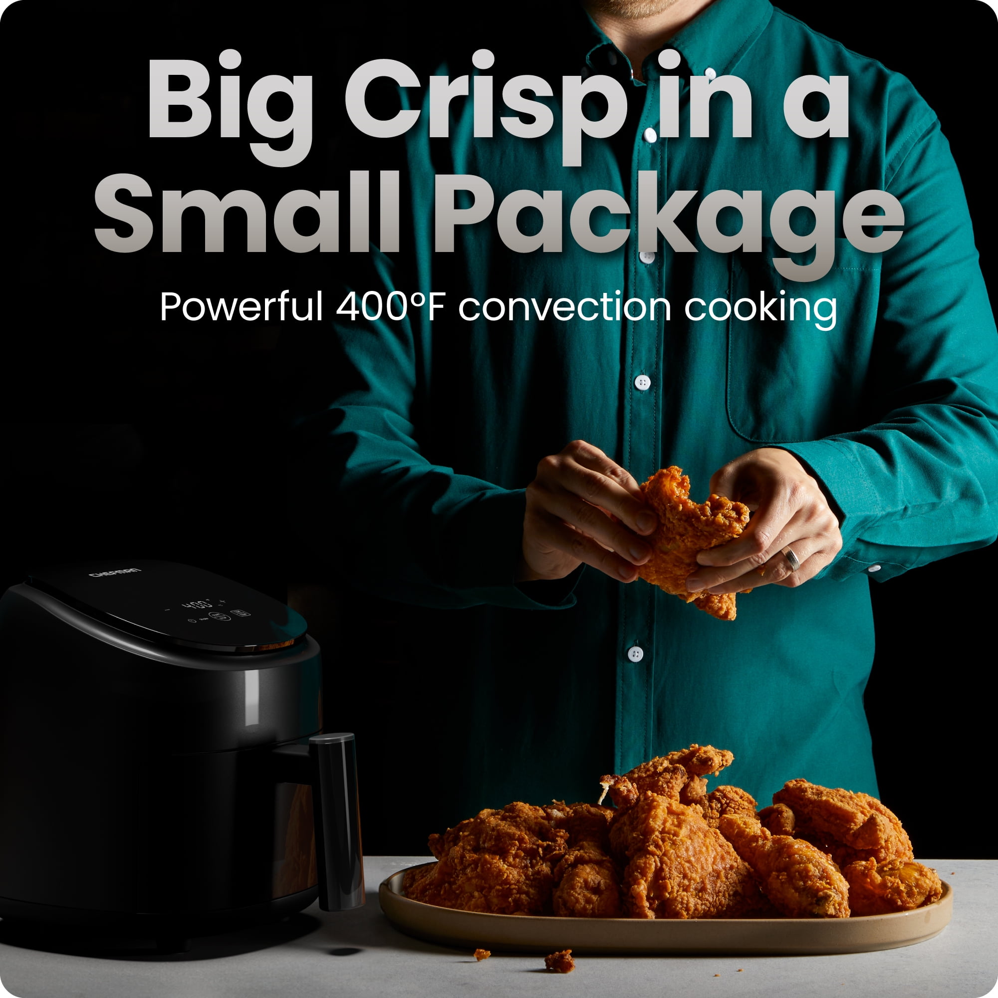 Chefman TurboFry 2-Quart Digital Air Fryer, Compact Design for