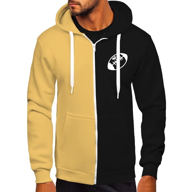LOVZFMLL Vestes pour Hommes à Capuche Imprimé Bloc de Couleur Ample à Manches Longues Veste Décontractée à Capuche