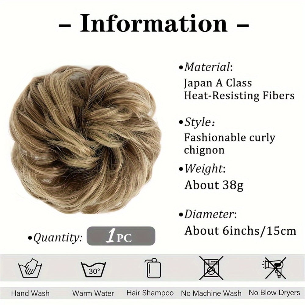 Messy Bun Hair Piece Wavy Curly Scrunchies with Elastic Band Fluffy Chignon Ponytail Hairpieces