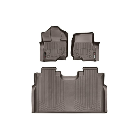 WeatherTech Custom Fit FloorLiners compatible with 2021-2025 Ford F-150 - 1st & 2nd Row, Cocoa