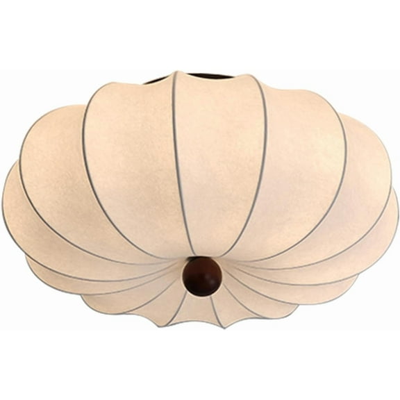 KCO Lighting Large Semi Flush Mount Ceiling Light Fixture White Fabric Drum Shade Ceiling Light