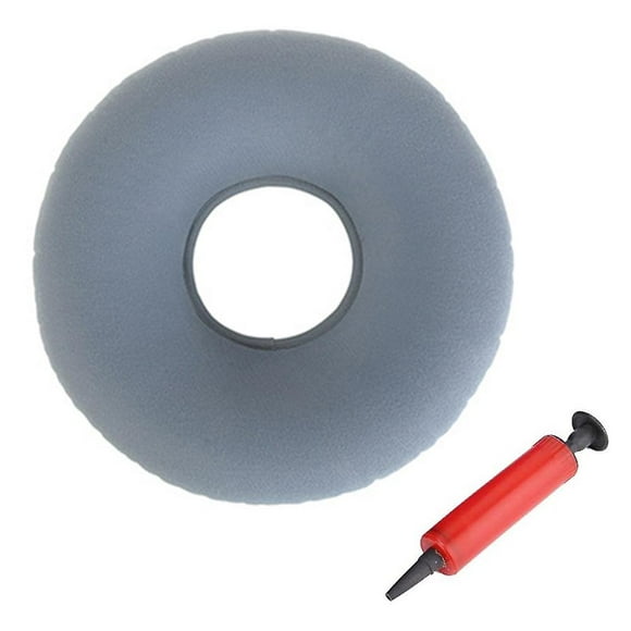 Inflatable Donut Cushion Pillow / Doughnut Pillow With Pump Travel Bag - Lumbar Support For Pregnancy,gray