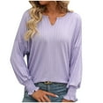 thumbnail image 2 of LEBONYARD Womens Fall Fashion 2024 Womens Tops Clearance under $5,Women Striped Patchwork Knitted Sweater With Long Sleeved V-Neck Sweater Tops Purple S, 2 of 7