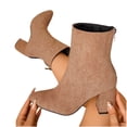 thumbnail image 5 of Lepsheexh Shoes for Women Autumn Winter Round Toe Chunky High Heel Fashionable Casual Short Tube Ankle Boots Versatile Daily Footwear, 5 of 9
