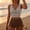 *Coffee, variant on ClodeEU Women's Striped Print V Neck Tankini Set with Tie and Swim Shorts ,Two Piece Bikini Swimsuit Army Green,Womens Plus L