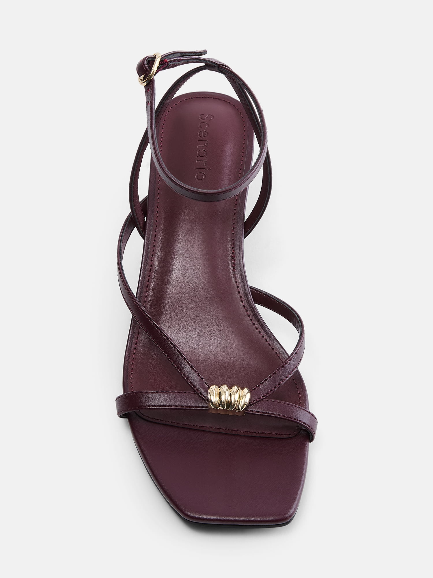 Scenario Women's Strappy Heels with Metal Ornament
