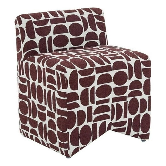 Maklaine Modern Contemporary Merlot Geometric Jacquard Weave Stool