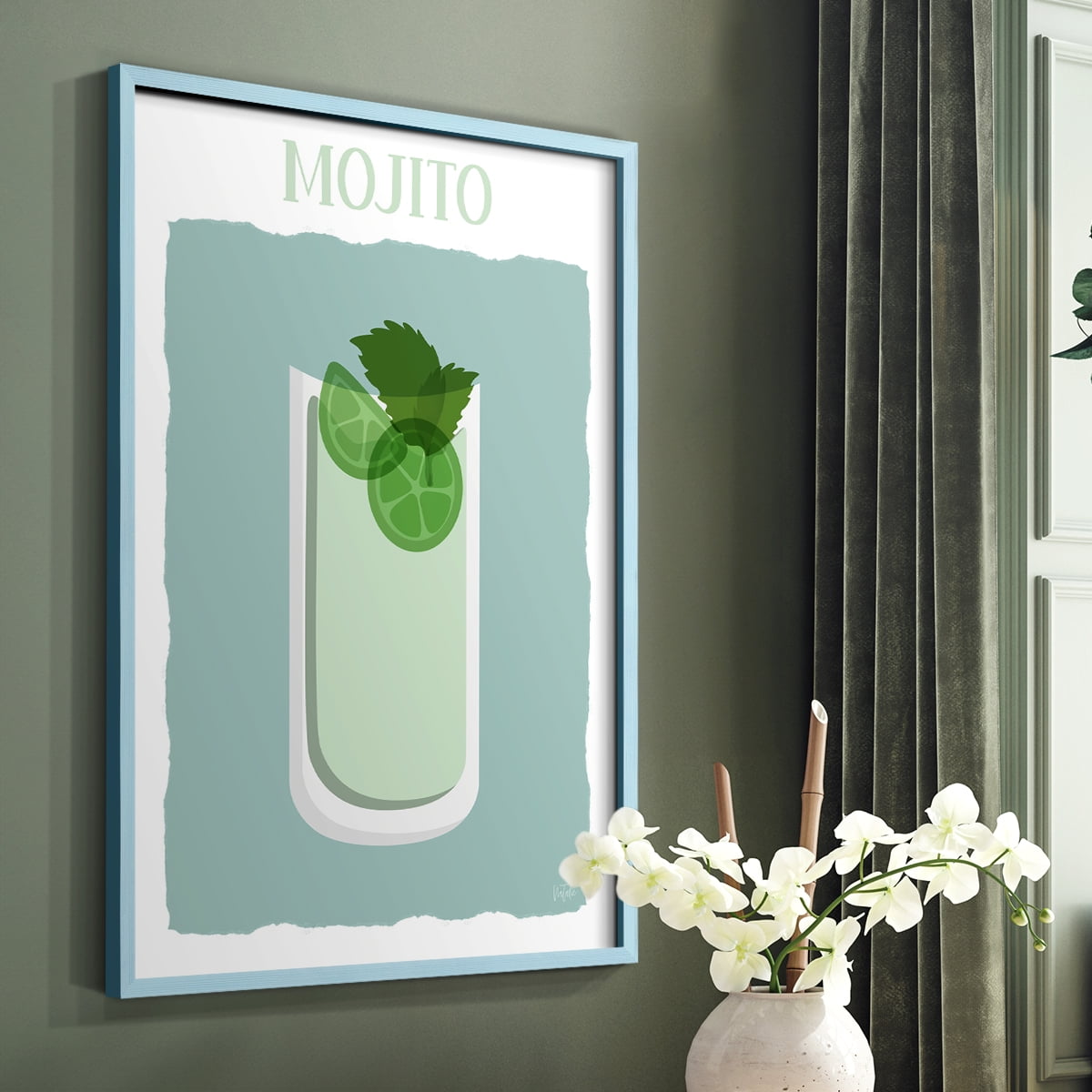 Mojito in Blue Solid Wood 8 x 10 Framed Print