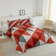 thumbnail image 3 of Erosebridal Ensembles de Literie Géométrie Futuriste Double avec Couette, Insert de Couette à Rayures Rouges, Ensembles de Couette Triangle Abstrait Taille Double, Super Douillet Décoratif pour la Chambre, 3 Pcs, 3 of 8