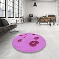 thumbnail image 4 of Ahgly Company Machine Washable Indoor Square Transitional Violet Purple Area Rugs, 5' Square, 4 of 7