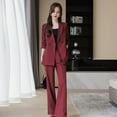 thumbnail image 6 of 3 Pcs/Set Lady Formal Suit Coat Pants Set Turn-down Collar Button Decor Long Sleeves Jacket Loose Pure Color Trousers Casual Commuting Business Outfit, 6 of 8