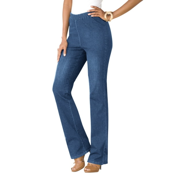 Roaman's - Roaman's Women's Plus Size Tall Bootcut Pull-On Stretch Jean ...