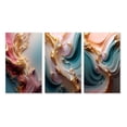 thumbnail image 2 of Designart "Exquisite Wave Symphony Liquid Gold and Pink IV" Abstract Shapes Wall Art Set Of 3 - Transitional Gold Canvas Set For Living Room Decor, 2 of 6