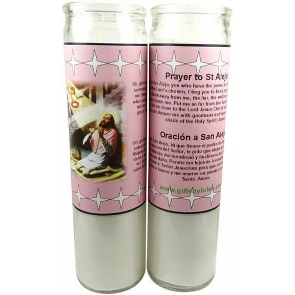 Set of 2 St Alejo Prayer Candles 2 Veladoras De San Alejo