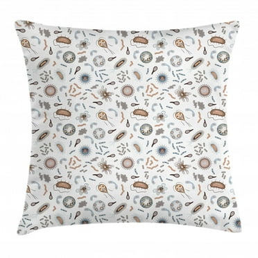 Biology Throw Pillow Cushion Cover, Bacteria Virus and Germs Disease Microorganism Cells Illness Health Theme Pattern, Decorative Square Accent Pillow Case, 24" X 24", Multicolor, by Ambesonne