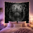 thumbnail image 2 of Monochromatic Overgrown Environment with Ornate Wrought Iron Gate, Spooky Gothic for Gothic Decor Fans, Dark Art Decor, Halloween Gift, Tapestry Wall Hanging for Bedroom and Dorm, 2 of 7
