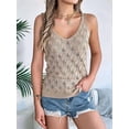 thumbnail image 6 of Womens Summer Crochet Tank Tops Knit Sleeveless Scoop Neck Sweater Vest Boho Hollow Out Cover Ups Khaki M, 6 of 10