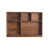 MLINS Brown Black Walnut Cutlery Storage Box for Kitchen Drawer Organizer with Waterproof Coating 24x16.8x2.5cm