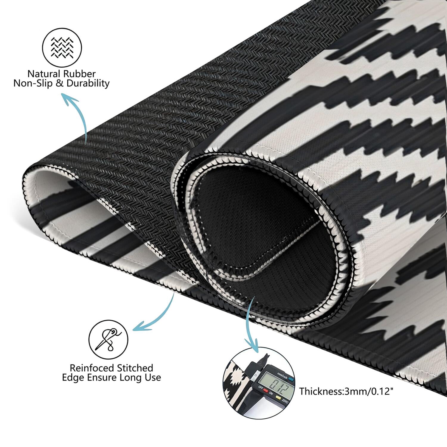 Premium Boho Print Large Rubber Game Mat 31.5x31.5 Inch Mahjong Table Cover Features Non-Slip Backing and Noise Dampening for Cards and Board Games