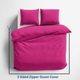 thumbnail image 2 of 3 Sided Zipper Duvet Cover Set Full Size - Unique Design Microfiber Duvet Cover Set with 3 Sided Zipper Closure, 3 PCS Full Size Duvet Cover (80"x90") & 2 Pillow Cases(20"x30"), Hot Pink, 2 of 7