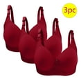 thumbnail image 2 of Bigersell Cotton Bra for Women New 3pc Woman's Plus Size Solid Color Without Underwire Gathering Comfortable Bras Daily Bra Plus Size Bra Style F-1212 Wine 42/95, 2 of 3