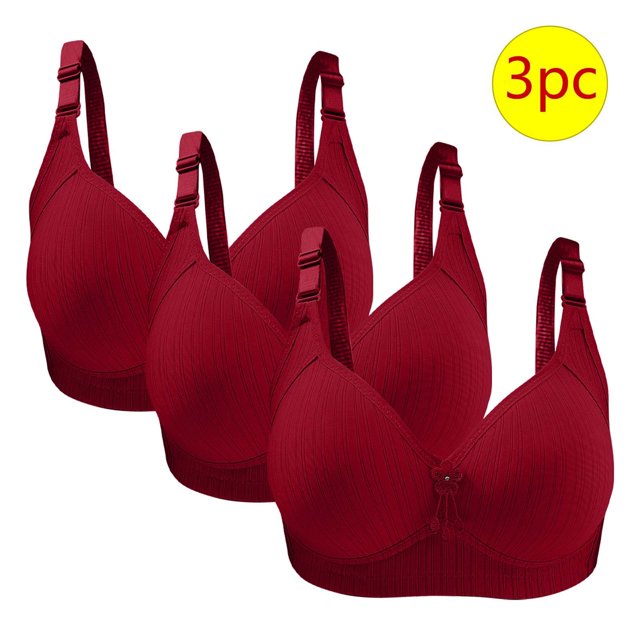 Bras for Women, 3PC Womans Large Size Solid Color Without Steel Ring Gathering Comfortable Bras Daily Bra