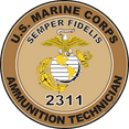 thumbnail image 1 of U.S.M.C. MOS 2311 Ammunition Technician Decal 3.8" - Desert Tan, 1 of 1