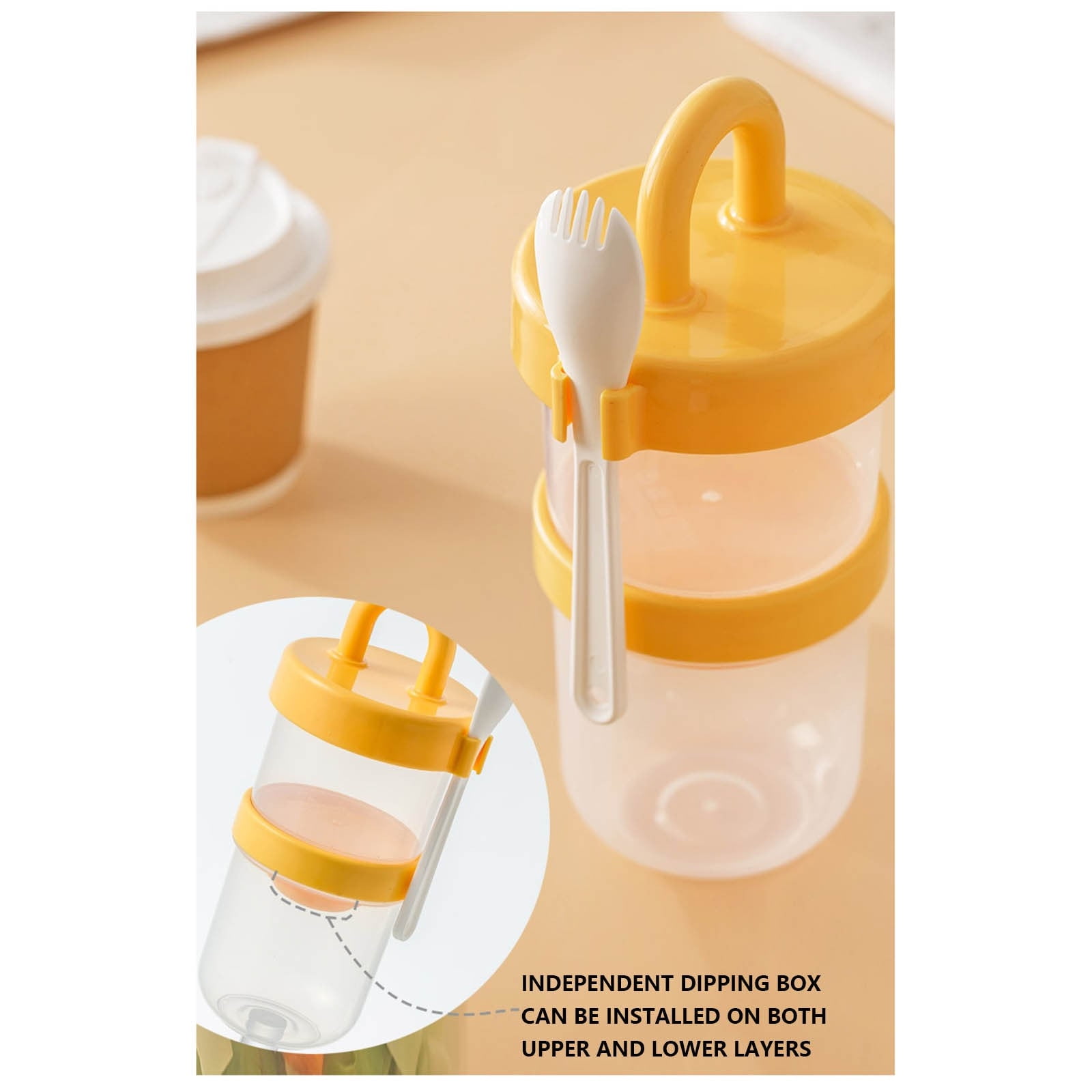 Jubipavy Water Cup And Bottle Simples Student Breakfast Yogurt Salad Cup Double Layer Handy Cup With Lid And Spoon Portable Takeaway Fats Loss Light Diet Cups