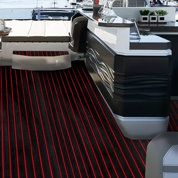 EVA Foam Boat Decking Sheet 95" X 35.5", Faux Teak Marine Flooring Mat, Non-Skid Self-Adhesive Yacht Deck Pad, 6mm Thick Waterproof Cushioned Traction Pad