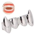 thumbnail image 1 of Decoración de dientes de hip hop 2 piezas Decoración de dientes de un solo diente Bling para fiesta de Halloween Hip Hop Show Argent, 1 of 8