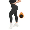 thumbnail image 3 of qucoqpe Womens Plus Size High Waist Fleece-Lined Thermal Yoga Pants Fall Winter Stretchy Comfortable Warm Workout Leggings, 3 of 6