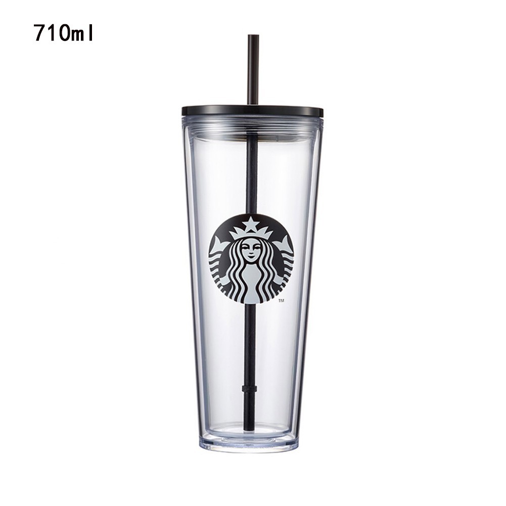 Starbucks Doublelayer Transparent Plastic Largecapacity Straw Cup