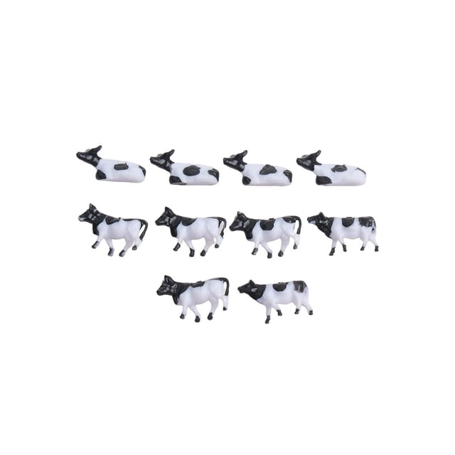 Mosiee 10 Pcs 1:75 Scale Miniature Diorama Model Cows Horse Animal Toy Set For Diy Model Making Landscape Layout Diorama Kits