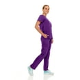 thumbnail image 3 of Hey Collection Womens Stretch Colorful Cargo Mock Neck Scrubs Set, Medical Nursing Tops with Four Pocket Scrubs Straight Leg Pants, 3 of 5
