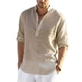 thumbnail image 2 of ¡Novedad de 2022! Blusa informal para hombre, camisa de lino y algodón, Tops holgados, camiseta de manga larga, camisas casuales para primavera y otoño para hombre guapo Tan Jianjun unisex, 2 of 2