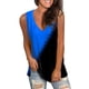 thumbnail image 1 of Playeras,Blusas y Tops,Ropa para Mujer Damas Camisetas Camiseta sin mangas de verano para mujer Camiseta sin mangas con estampado informal Camiseta sin mangas con cuello en V (Blue, XL), 1 of 5