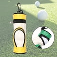 thumbnail image 4 of Bolsa de almacenamiento de pelotas de golf de cuero sintético resistente al agua con gancho ligero. Capacidad para 3 pelotas. Amarillo blanco, 4 of 9